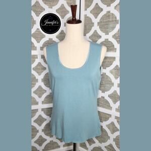 Jones New York Women's Blue Stretch Scoop Neck Sleeveless Top Size M